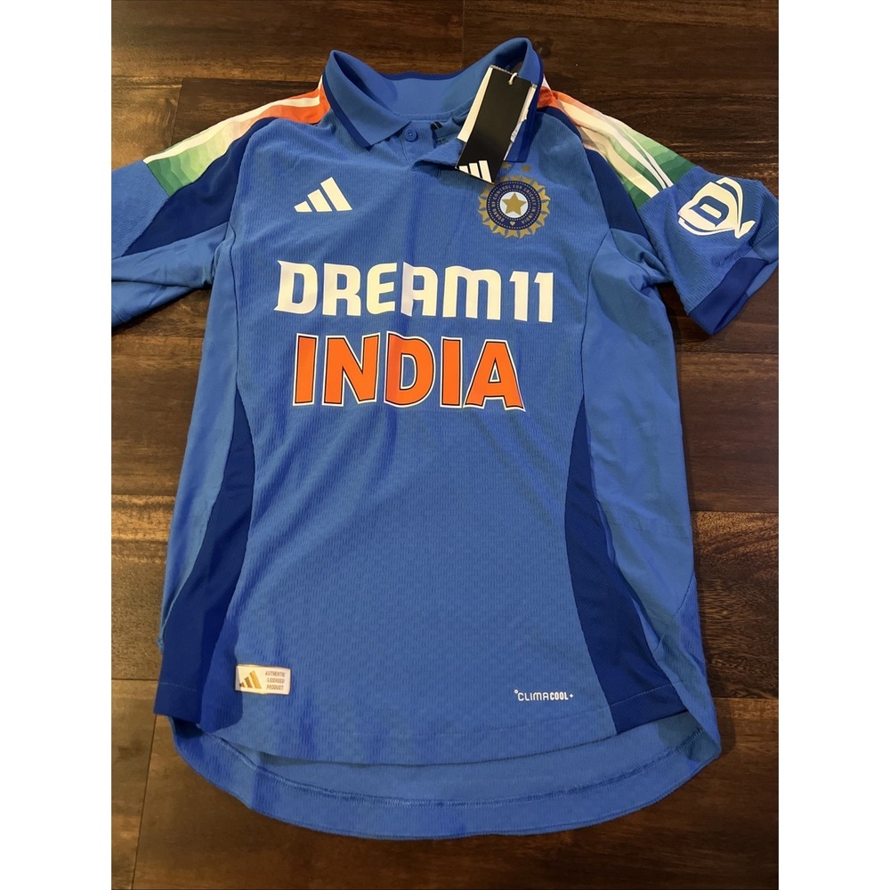 New Adidas Mens Dream 11 India Cricket Jersey Size Small Blue